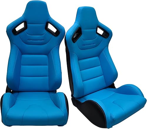 FREEMOTOR802 Asientos universales de carreras, asientos deportivos reclinables con control deslizante de doble bloqueo ajustables, 1 par (lado del