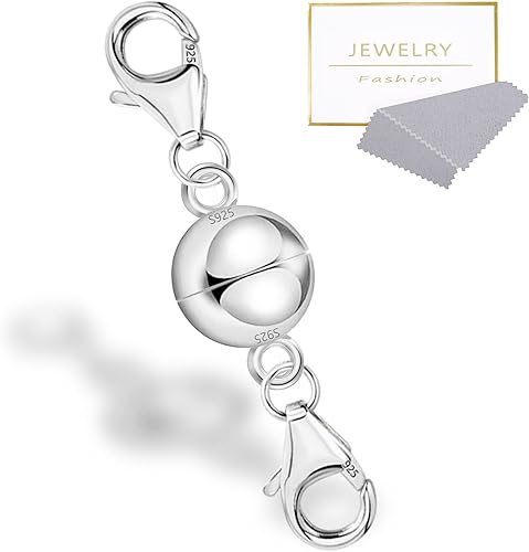 Miniatura 7 de Collar magnético de plata de ley 925 con doble cierre de langosta y cierres de joyería de plata de ley doble