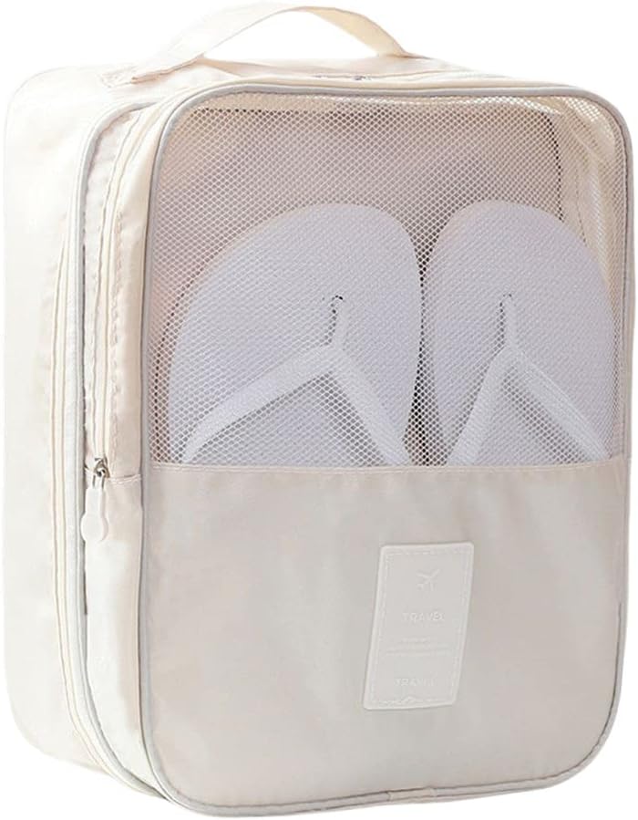 Travel Shoes Bag MultiFunction Portable Bag Portable Shoe Sorting Pouch Makeup Organizer Bags (Beige) : Clothing, Shoes & Jewelry
