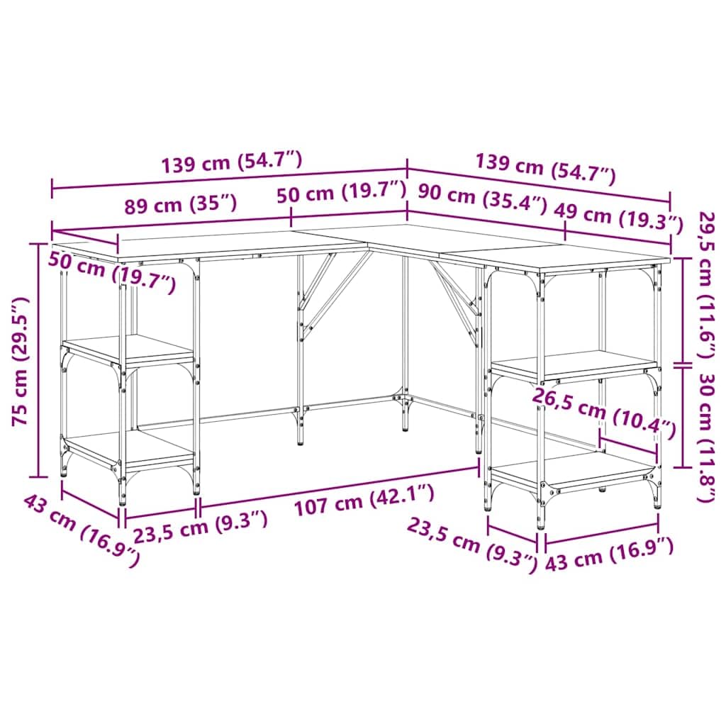 vidaXL Escritorio, Mesa de Estudio, Escritorio para Ordenador Documentos, Mueble para Oficina Despacho, Madera de Ingeniería Roble Sonoma