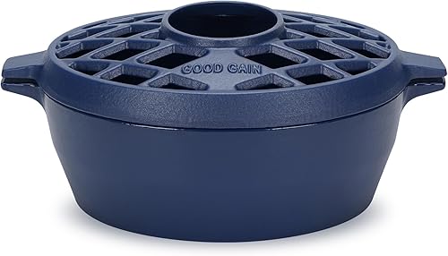 Miniatura 9 de G Good Gain Vaporizador de estufa de leña, humidificador de chimenea, humidificador de hierro fundido para estufa, acabado azul mate, resistente a