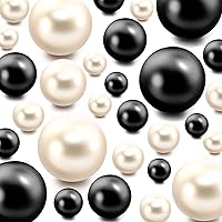 Vista 14 de 120 piezas de perlas flotantes sin agujero para jarrones, perlas negras flotantes para jarrones, rellenos de perlas flotantes, velas artificiales