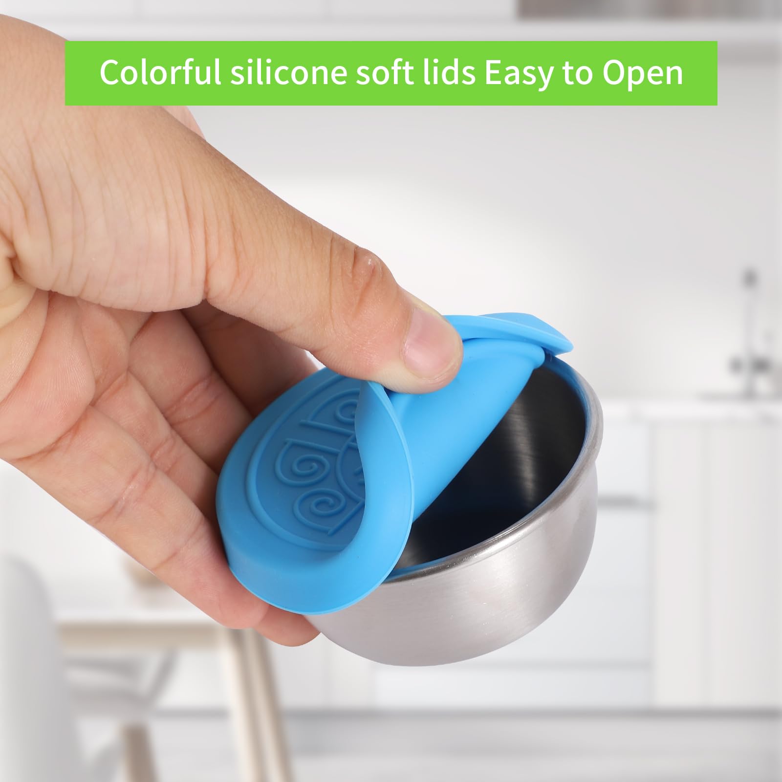 Lot De 8 Petits Récipients à Condiments En Acier Inoxydable Avec Couvercles En Silicone Réutilisables Pour Sauce, Sauce, Trempettes, Crème Glacée - 50 Ml