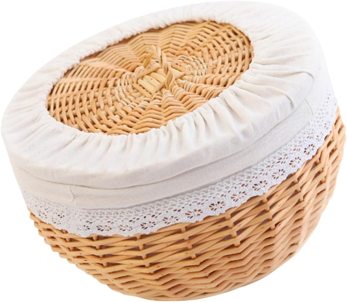 PRETYZOOM Woven Bread Basket for Home Storage Stylish Imitation Rattan Design for Organizing Fruits Breads and Snacks Versatile Decorative Basket for Living Room and Kitchen