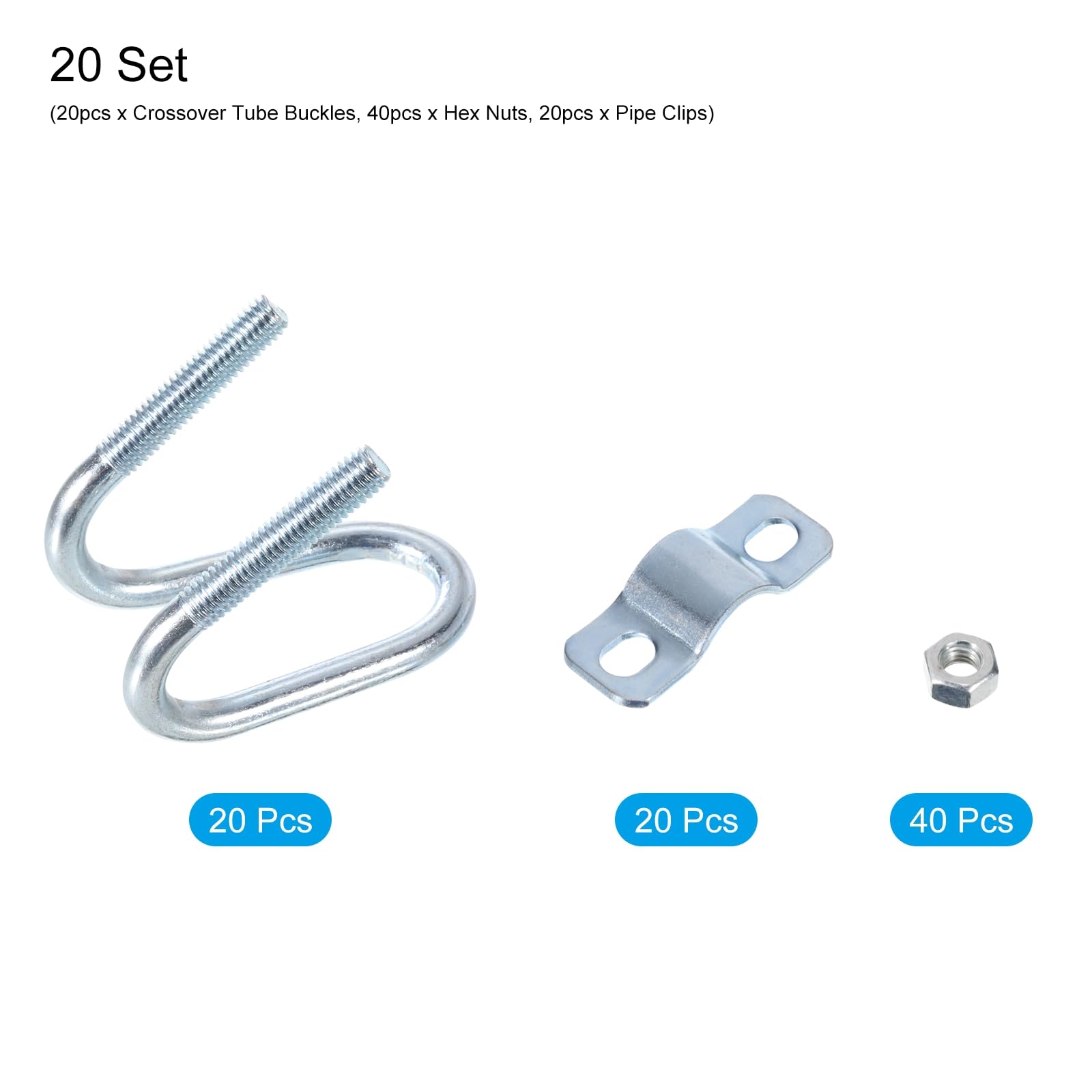 QUARKZMAN Incrociato - Connettore Verticale Tubo Molla, 20pz Fit 3/4" (20mm) a 3/4" (20mm) Crossover Fibbia Acciaio Croce Tubo Morsetto per Serra Tendone Cornice