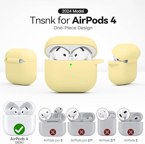 Miniatura 28 de Funda para AirPods 4, color rosa con kit de limpieza, funda de silicona suave para Airpod 4, compatible con Apple Airpods de 4ª generación 2024,