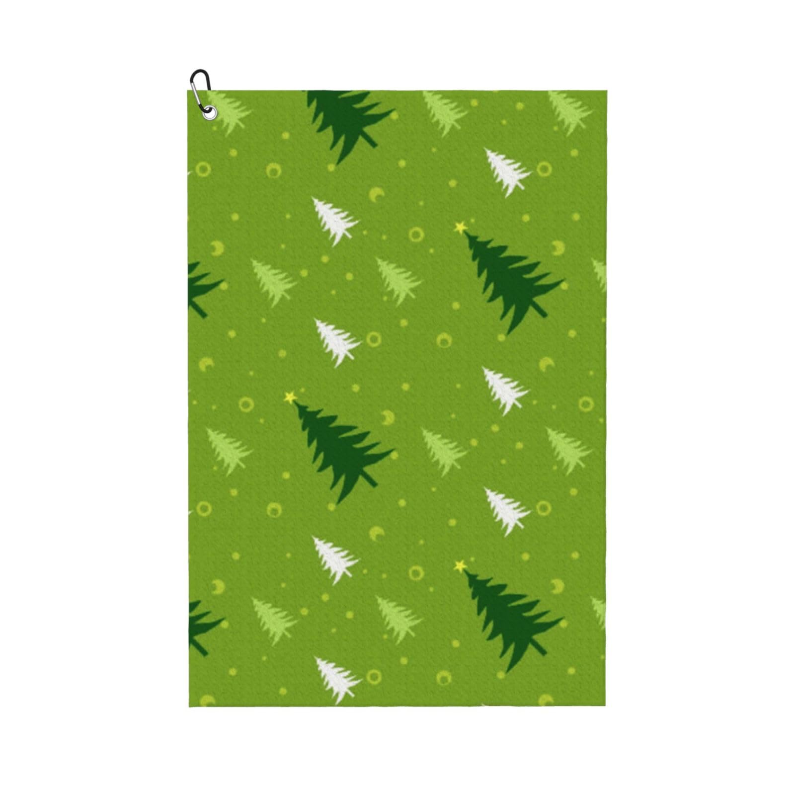 Hnnkloy Merry Christmas Pine Tree Pattern, 16x24 in Portable Waffle Golf Towels with Carabiner Clip for Golf Bag