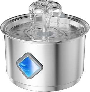 Zivacate Cat Water Fountain 2.8L Stainless Steel - Silent Automatic Cat Water Fountain with Three-Stage Filtering, Easy to Clean, USB Powered, 3 Filter Cartridges + 3 Filter Mats