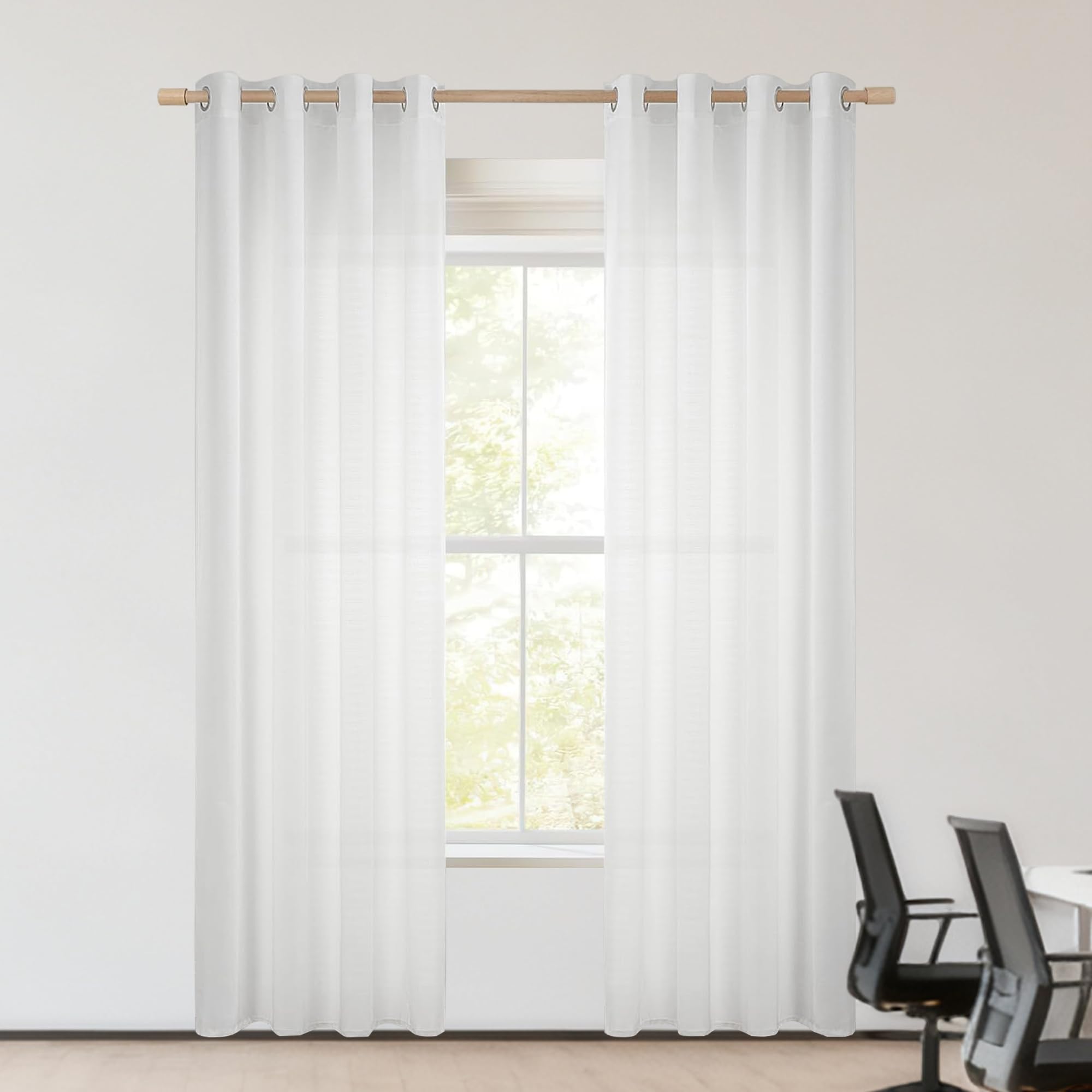 Rideaux porte fenêtre haut de gamme blancs à oeillets 270cm
