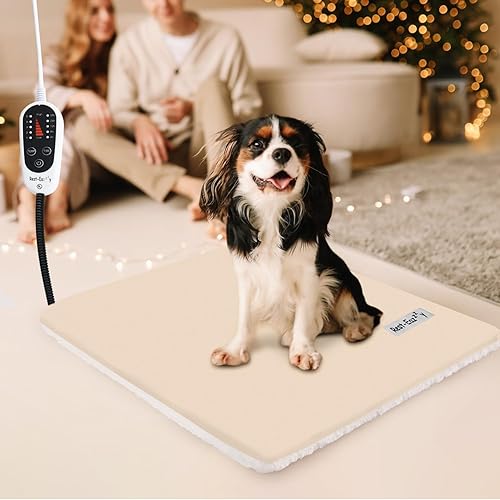 Miniatura 7 de Rest-Eazzzy Almohadilla térmica para mascotas para interiores, tapete térmico para perros con funda extraíble, temporizador de 5 niveles de