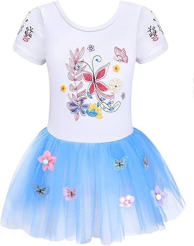 EQSJIU Leotardos de ballet de unicornio con tutú para niñas pequeñas, vestido de falda de tul de algodón para bailar
