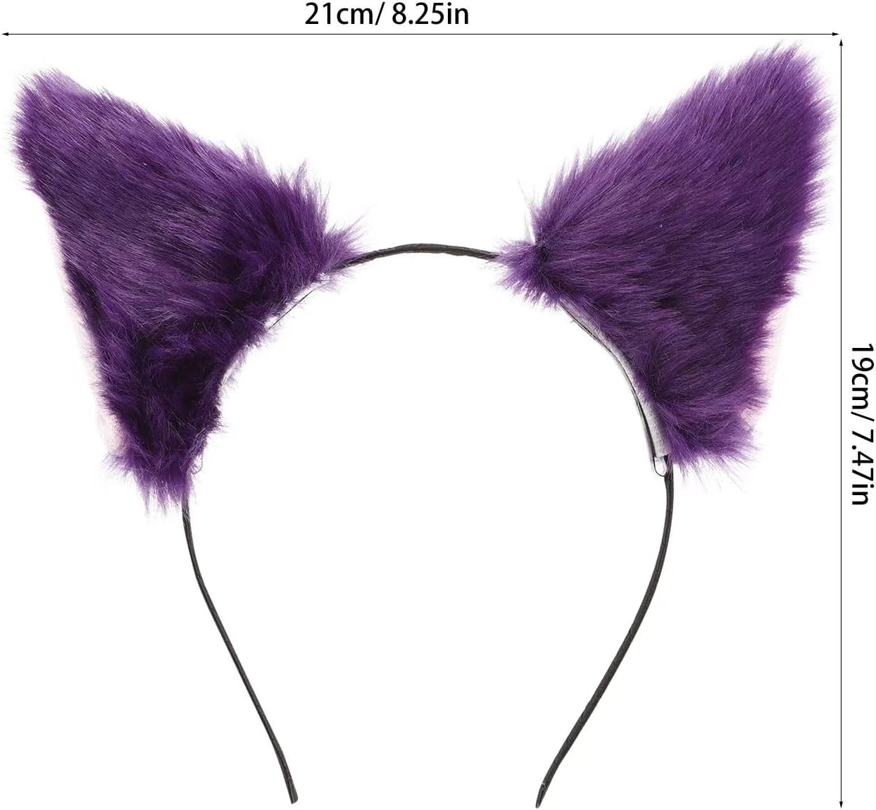 Cat Fox Wolf Fur Ears Headband,Halloween Furry Animal Ears Hair Hoop Cosplay Headwear Party Costume Accessories for Women Girls - Image 3