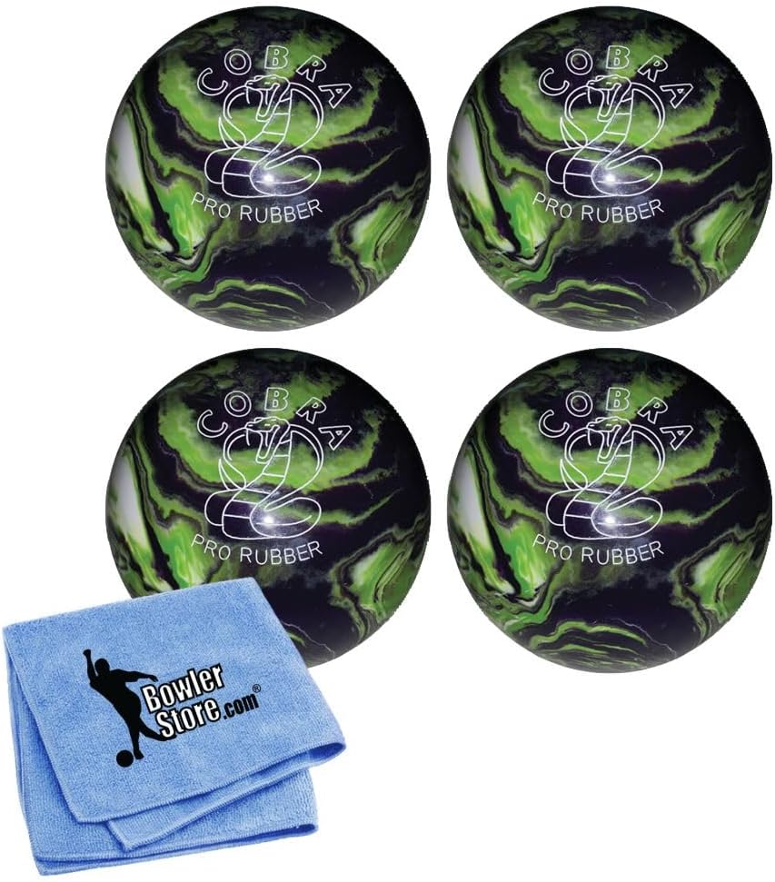 EPCO Candlepin Bowling Balls - Cobra Pro Rubber - Purple, Lime & White (4 1/2 inch- 2lbs. 7oz.) 4 Balls