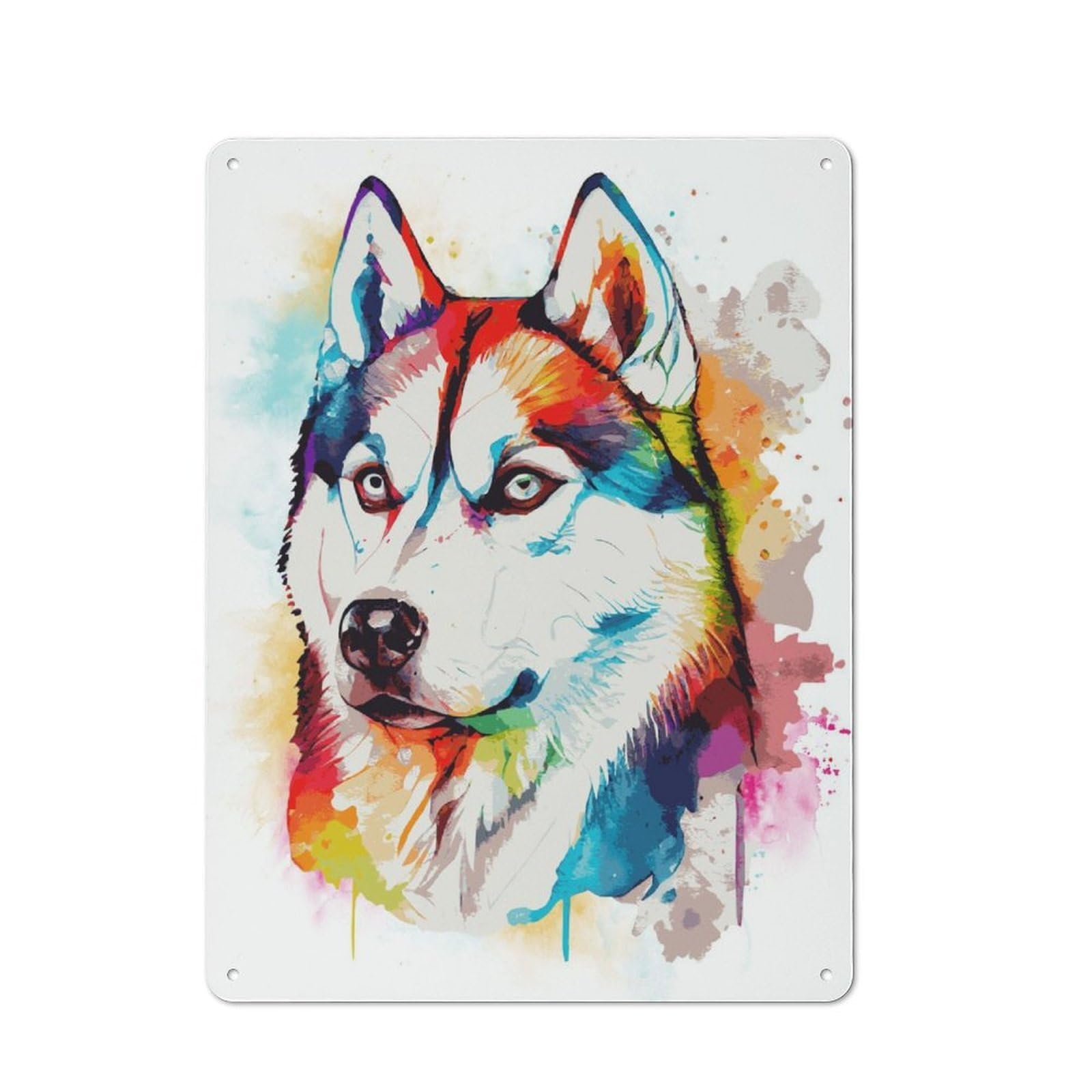 Nostalgic Watercolor Siberian Husky Decorative Tin Sign 40x30cm, Vintage Wall Decor for Lounge, Study, Pub Or Wall Gallery