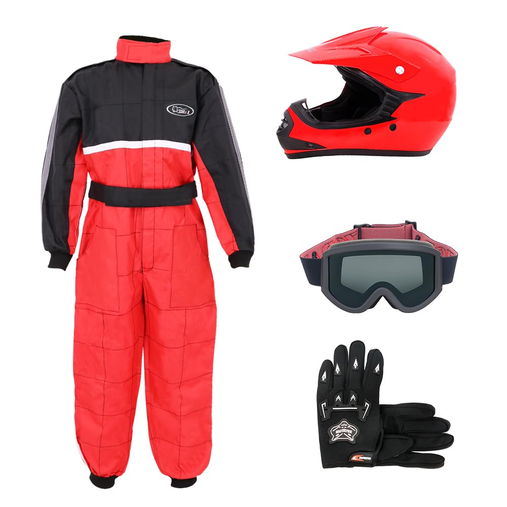 – Zorax Kids Motocross Helmet & MX Suit & Goggles & Gloves Set for Boys Girls Quad Birt Bike Racing Karting Off Road ECE 2206 Approved