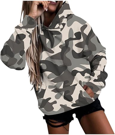 Amazon.com: Gerichy - Sudaderas con capucha para mujer, diseño de camuflaje  de manga larga de gran tamaño, para adolescentes y niñas : Ropa, Zapatos y  Joyería