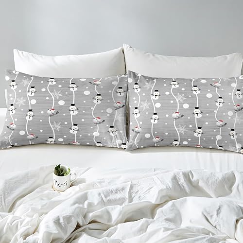 Miniatura 4 de Erosebridal Juego de ropa de cama de muñeco de nieve de Navidad, tamaño King para niños y niñas, funda de edredón con temática de invierno, funda de