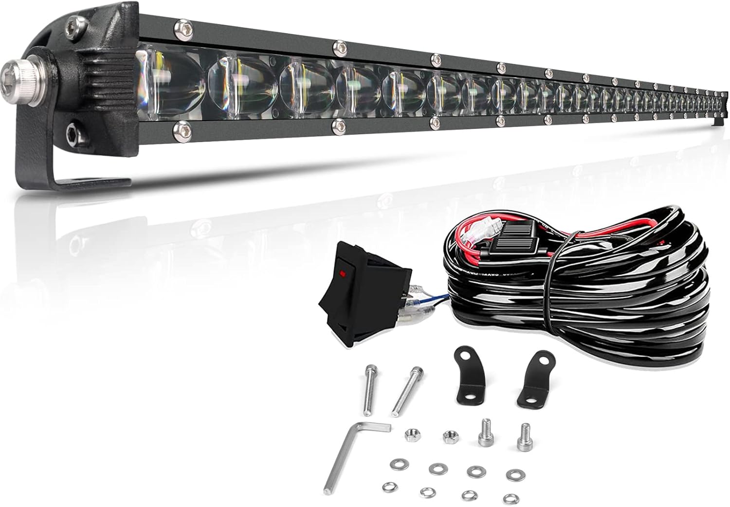 32-Inch Single-Row Light-Bar Offroad-Lights - LED Slim Light Bar 6D Reflectors Driving Light Combo Beam, for Truck, Car, Cabin, Boat, ATV, UTV, SUV