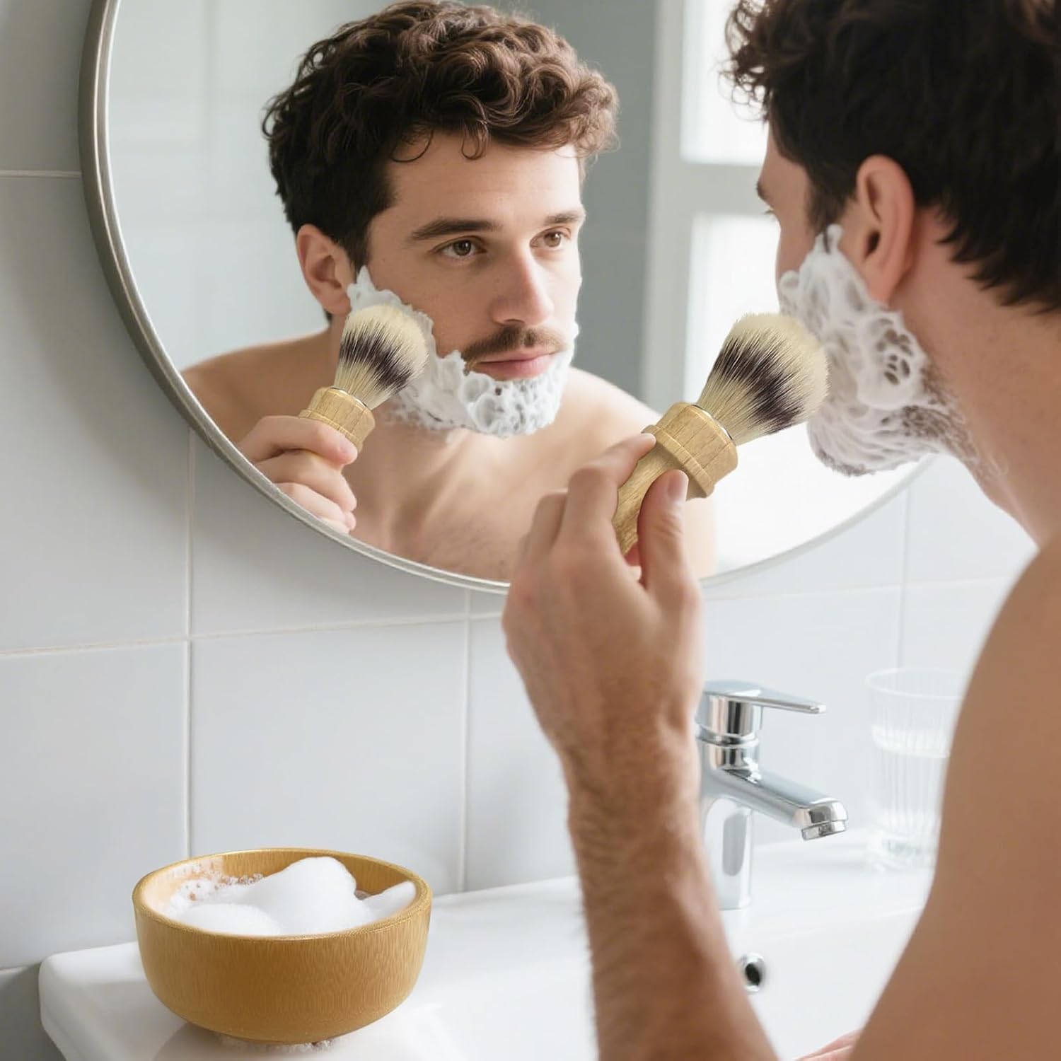 Men's Shaving Kit with Natural Boar Bristle Shaving Brush, Pure Bamboo Shaving Brush Stand with Bowl | Complete Wet Shaving Set for Smooth & Luxurious Shave - Image 7
