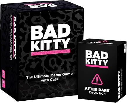 Bad Kitty Adult Party Game + After Dark Expansion Set - Ultimate Meme Game with Cats - Exploding for White Elephant Parties, Stocking Stuffers + Board Games Night with Friends