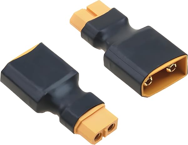 Lot de 2 adaptateurs XT90 vers XT60 avec fiche XT90 vers prise XT60 pour modélisme radiocommandé, drone FPV, quadcopter et chargeur de batterie LiPo, connecteur sans fil hautement conducteur - 1