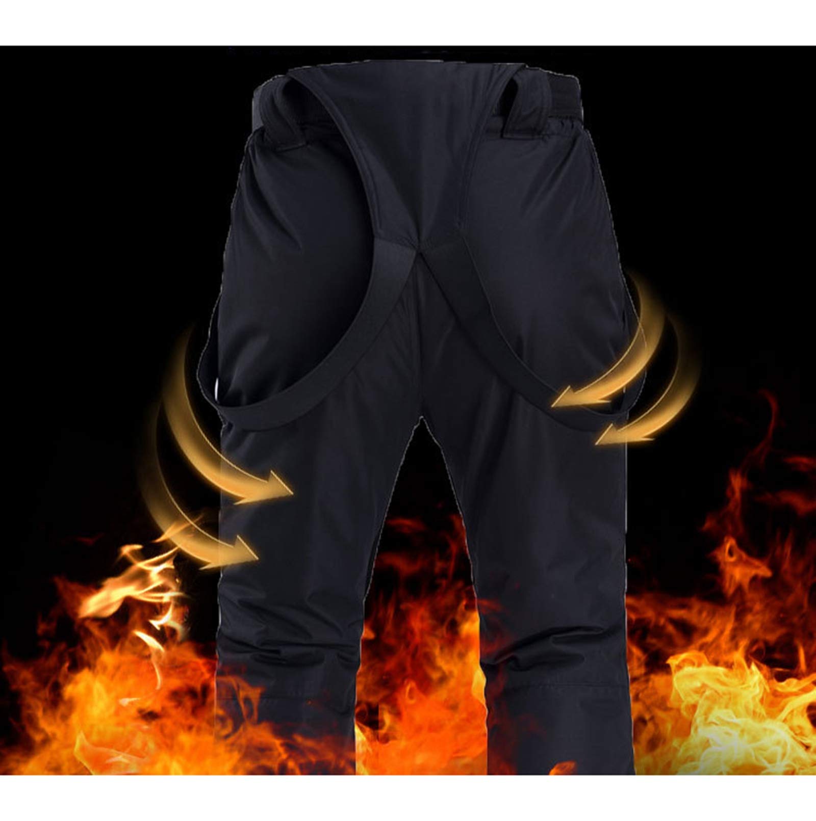 Dawwoti Pantalones De Esquí De Los Hombres con Los Apoyos, A Prueba De Viento De Espesor Traje De Esquí De Relleno De Algodón Pantalones De Esquí De Nieve Impermeables para Los Hombres Que Acampan