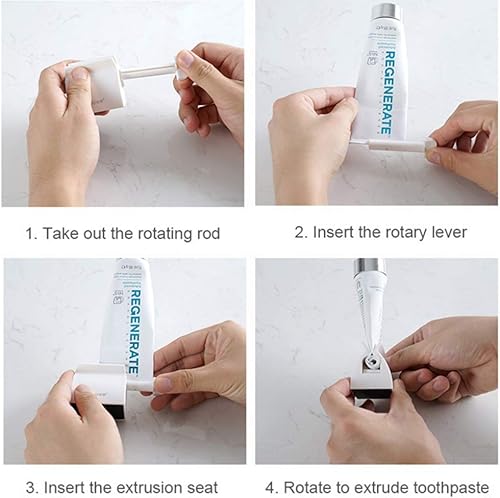 Vista 8 de A-XINTONG - 2 unidades de dispensador de pasta de dientes rodante para cepillos de dientes, soporte para tubo de baño, soporte de rodillo, Blanco