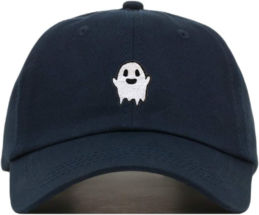 Ghost Baseball Hat, Embroidered Dad Cap, Unstructured Soft Cotton, Adjustable Strap Back (Multiple Colors)