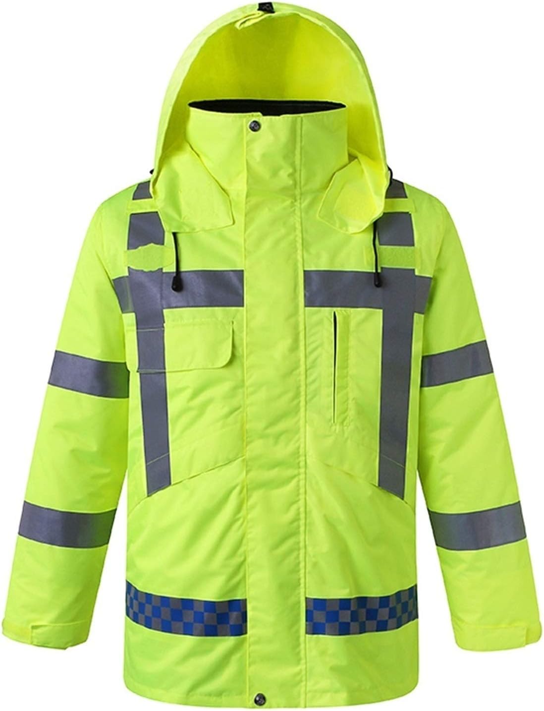 Reflective Clothing Reflective Cotton Winter Padded Reflective Clothing Road Traffic Jacket Men's Safety Fluorescent Cotton Jacket Reflecting Suit(XL Size)