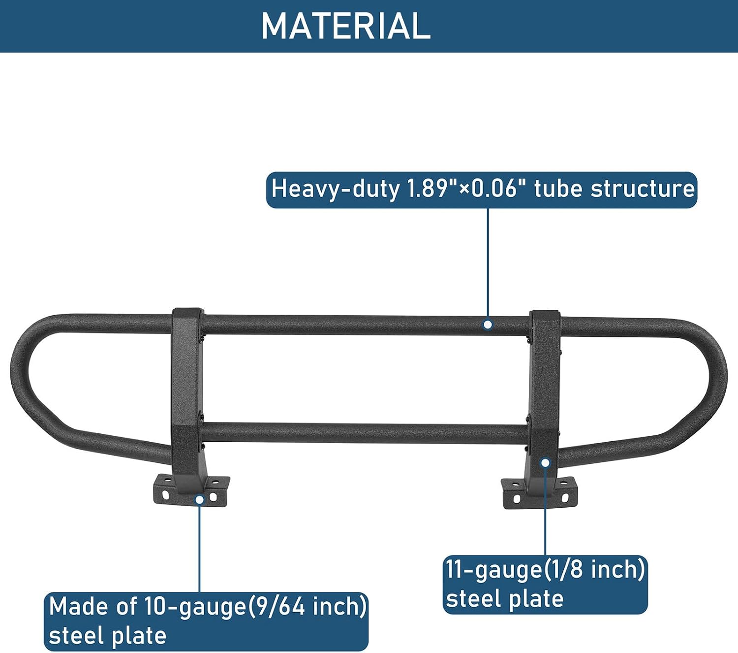 Hooke Road Bronco Bull Bar Grille Grill Brush Guard Impact Frame Bumper for 2021-2026 Ford Bronco 2/4 Doors (Only Fit Factory Modular Steel Bumper)