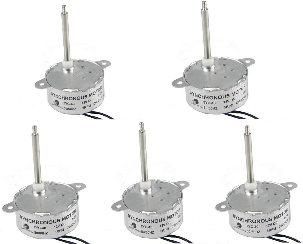 CHANCS TYC40 DC Synchronous Electric Motor 12V 5RPM Shaft 4.6cm Small Gear Motor (3PCS)