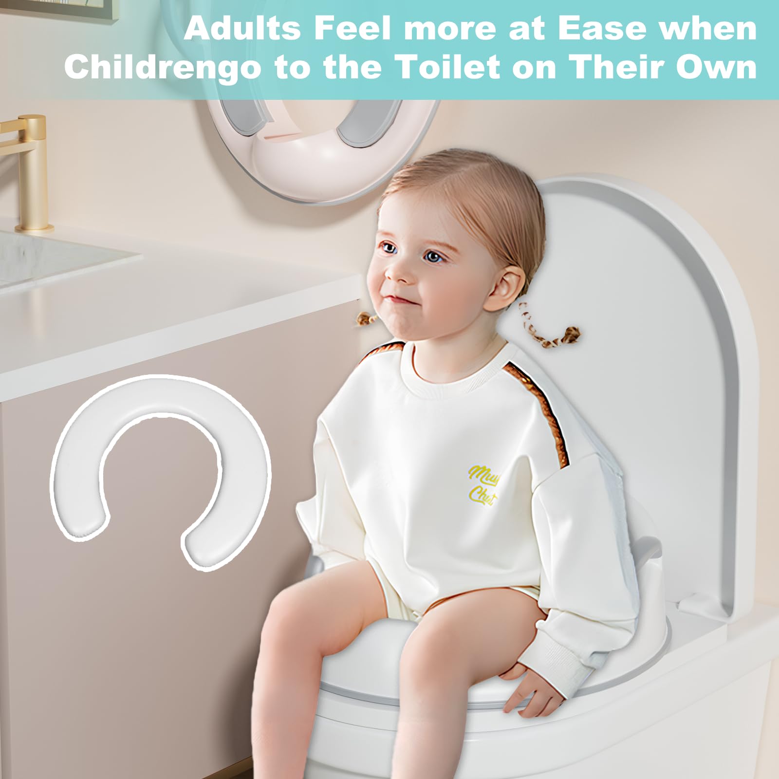 Réducteur Toilette Enfant, Rehausseur WC Enfant, Adaptateur Toilette Enfant avec Poignée et Dossier,Réducteurs de Toilettes Antidérapante pour Garçons et Filles pour Bébé de 1 à 7 Ans