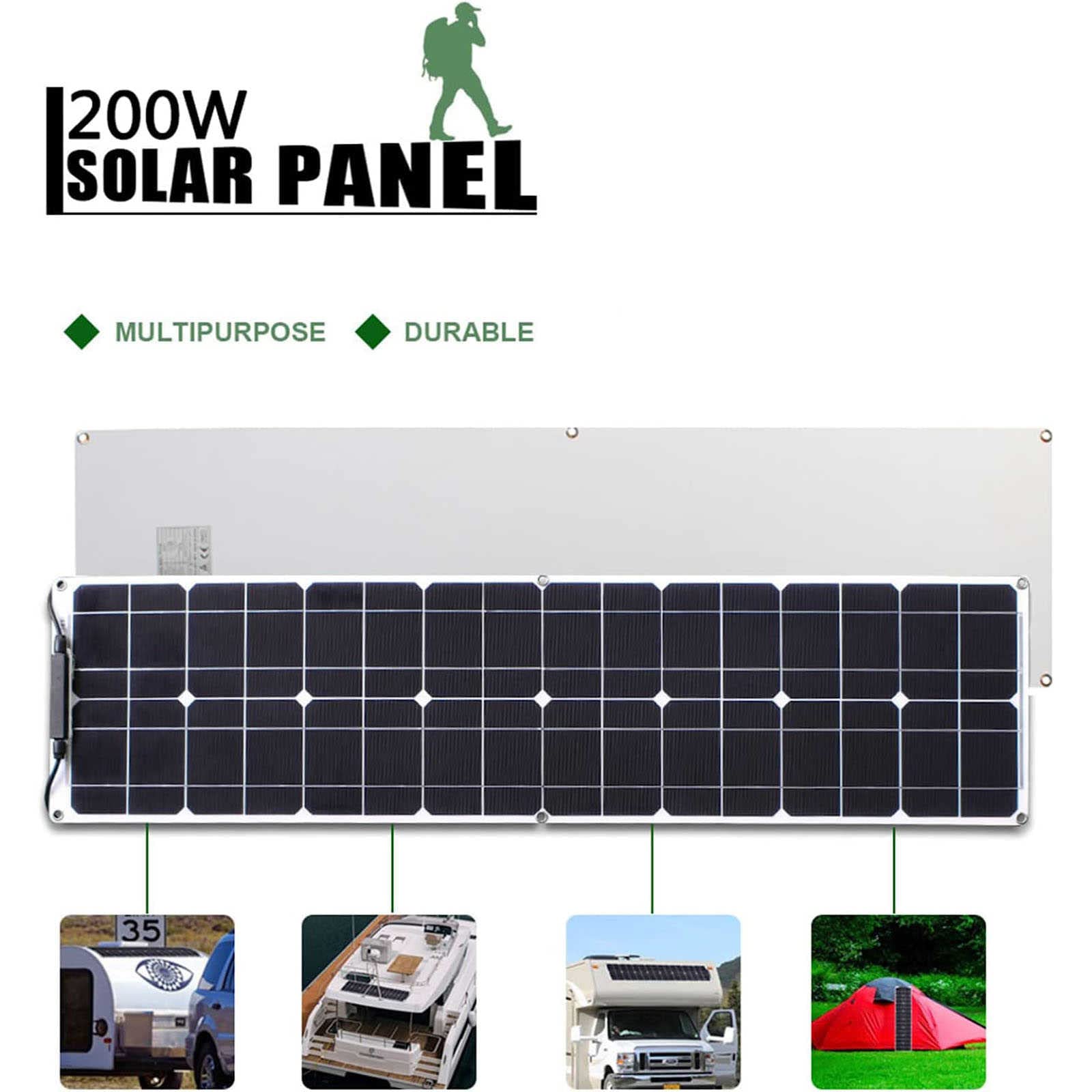 Kit de Panel Solar - Sistema de Energa Solar Mdulo Solar Monocristalino Mono Panel - Controlador de Carga de la Batera Solar y Cable Solar para Autocaravana RV Barco Camping