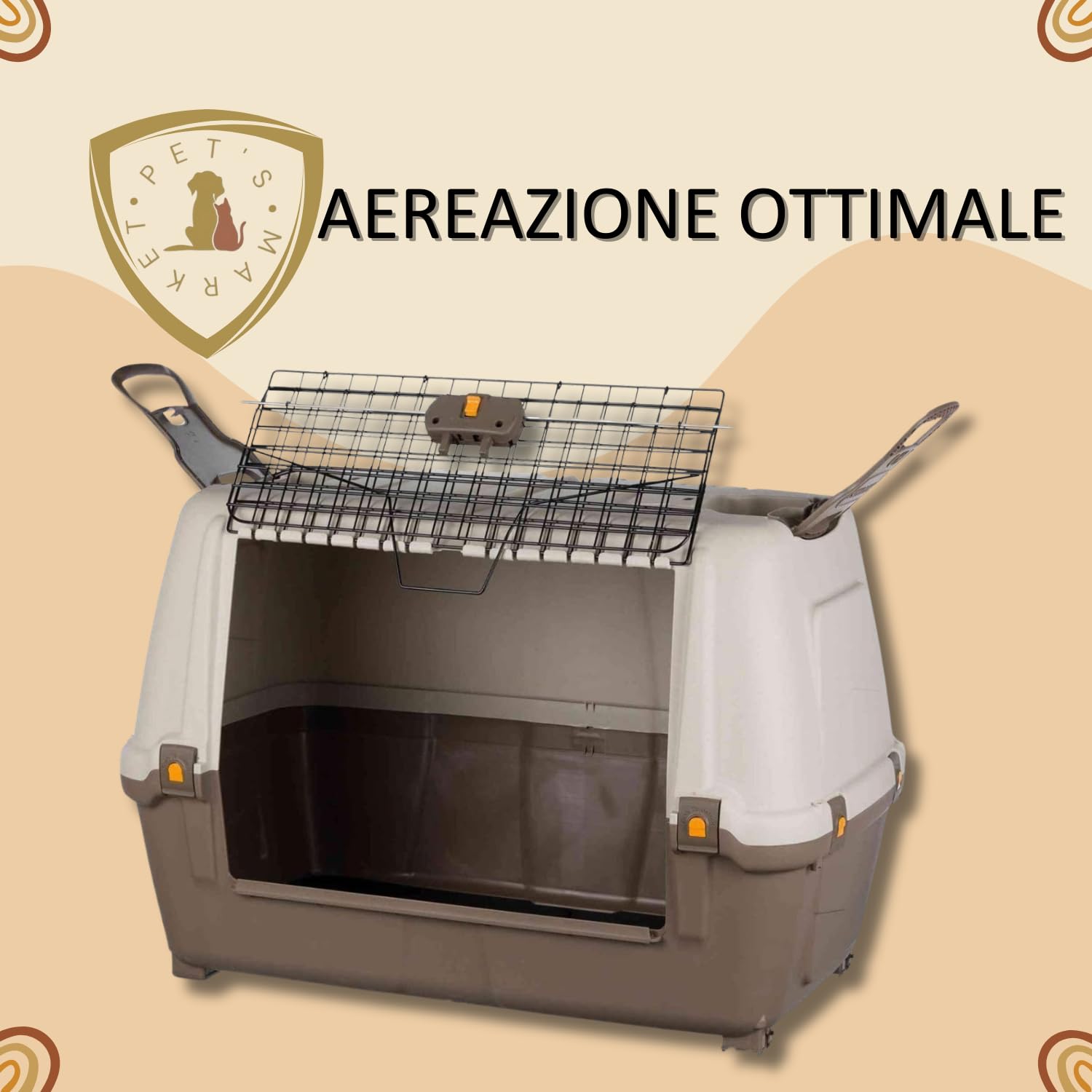 Pet’s Market Trasportino Skudo 100 Car Cane Kit Viaggio Viti Ciotola Adesivo con 2 Rotoli Sacchetti Igienici 2 Ciotole Casuali Omaggio Auto Plastica Porta Ferro Grigio Scuro(100+KIT (99x60x68H) cm)