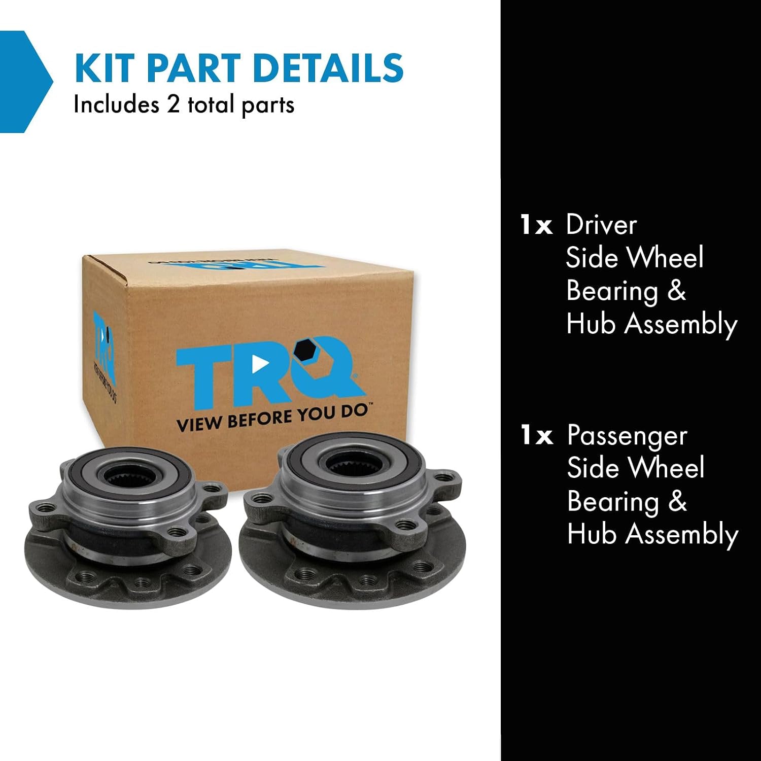 TRQ Left and Right Wheel Bearing and Hub Assembly Set 2 Piece Compatible with 2016-2022 Fiat 500X 2016-2018 500X AWD 2015-2021 Jeep Renegade 2015-2021 Renegade AWD