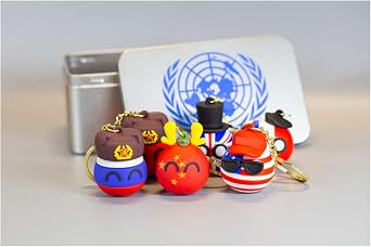 Country Ball Key ring, Metal Ring Chain+PVC Sphere | Cute cartoon-style clothing Pendant, Accessories for outdoor rucksacks, quality, durable, colourfast