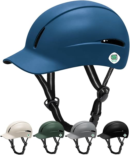【SGマーク認証】自転車ヘルメット 日除けつば付き 大人用帽子型 男性 女性兼用デザイン SG規格 CE認定品 CPSC規格品完全対応 耐衝撃構造による頭部保護機能付き 軽量 ムレにくい通気設計 馬術 サイズ調節可能ベルト付き - 2