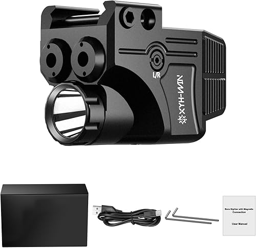 Miniatura 6 de linterna táctica de 600 lúmenes con láser verdecírculo verde, luz de pistola con función estroboscópicaconstante, visor láser de doble color, USBC