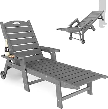 UDPATIO Outdoor Lounge Chair Reclining Chaise Chairs Pool Waterproof