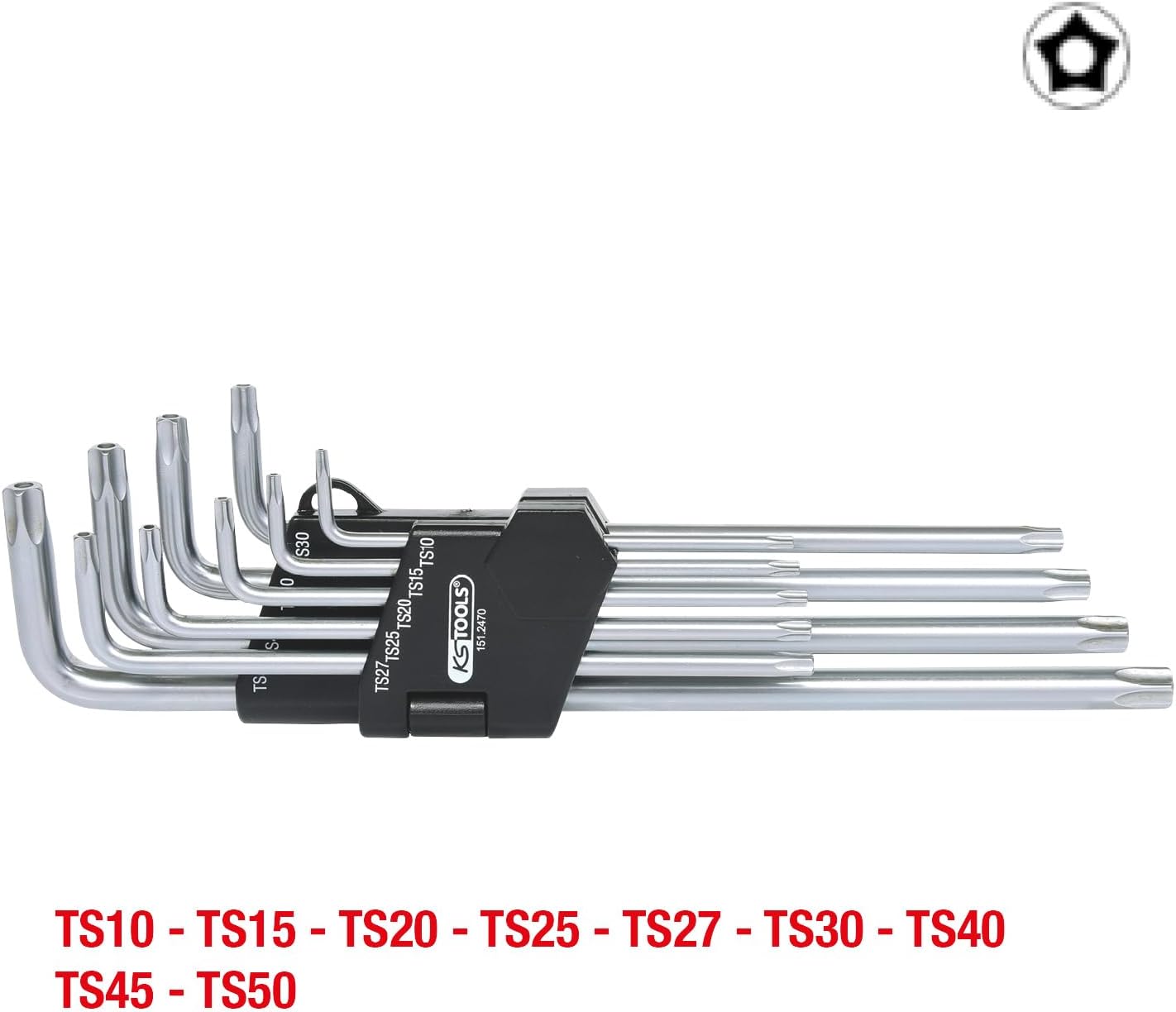 KS TOOLS Five Star Profile Tamperproof Key Wrench Set, Long, 9 Pcs
