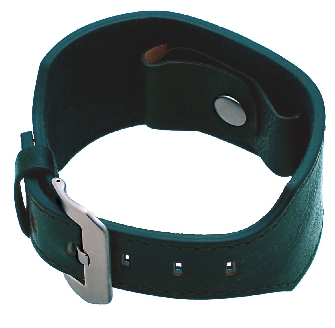 REV Casual Military Genuine Leather Strap Cuff Replacement Band - 18 mm to 24 mm Lug Width Watches (18mm-20mm Watch, Soft Dark Green) - ITAL2DBS