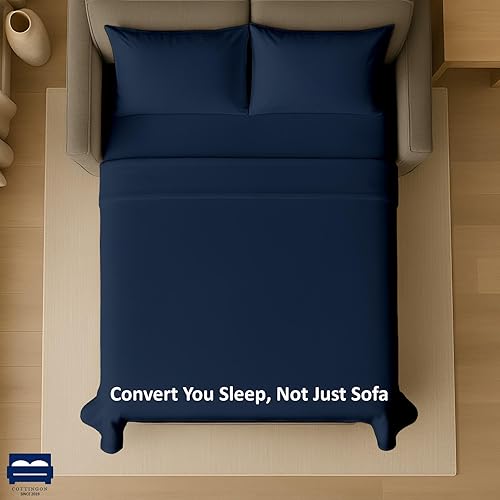 Miniatura 6 de Cottingon Sábanas para sofá cama Queen de 4 piezas, 100% microfibra cepillada, se adapta fácilmente a colchones de hasta 6 pulgadas de profundidad,