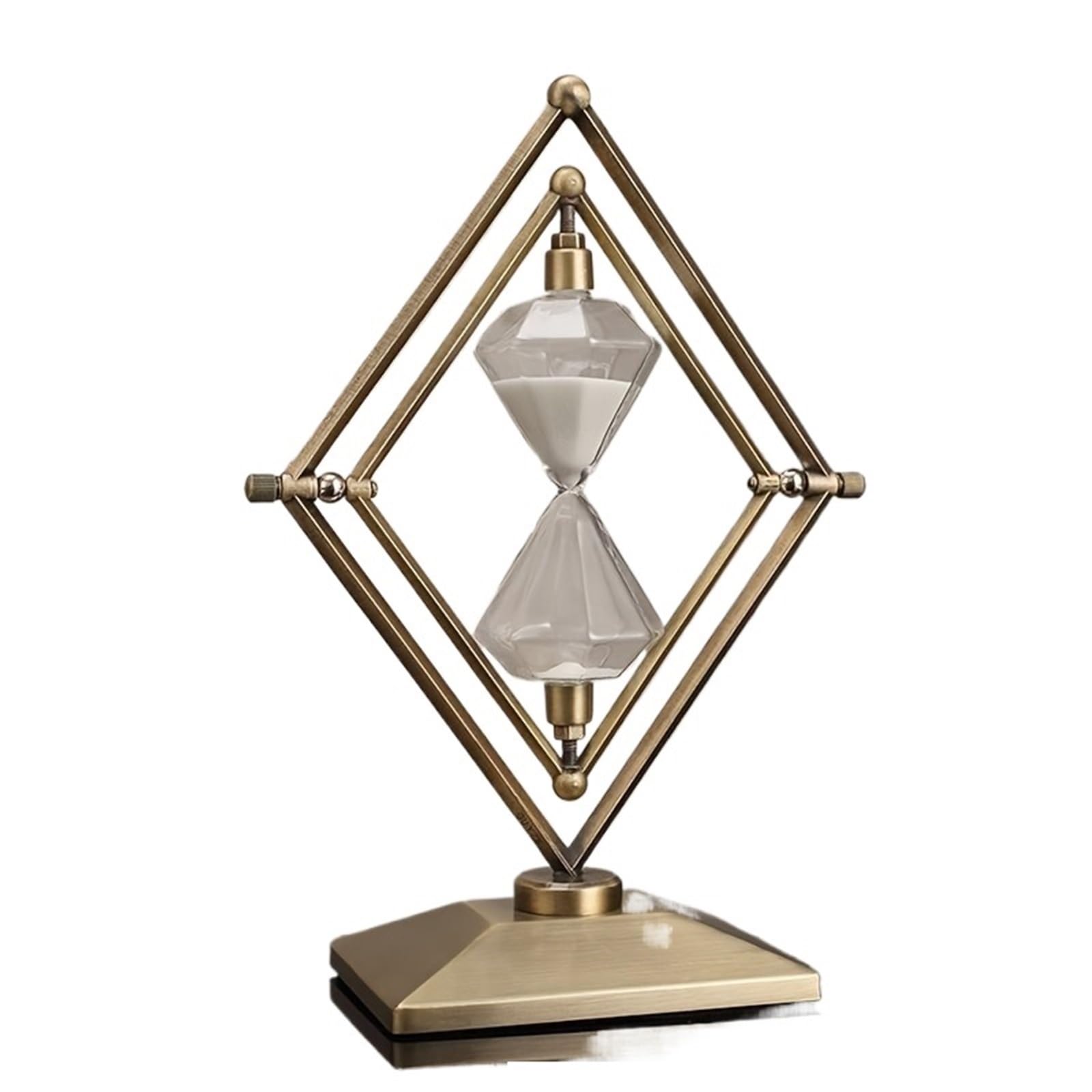 Hourglass Timer 30 Minutes Geometric Ornament | Office Desk Decoration Display for Office Living Room Kitchen(Copper White Sand)