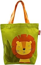 Dekohelden24 Kinder-Shopper/Kinderhandtasche/Kindertasche/Minishopper mit Henkel, Motiv: Löwe mit Aufschrift - Löwenbeute -, 100% Baumwolle, Größe: H/B ca. 21 x 24