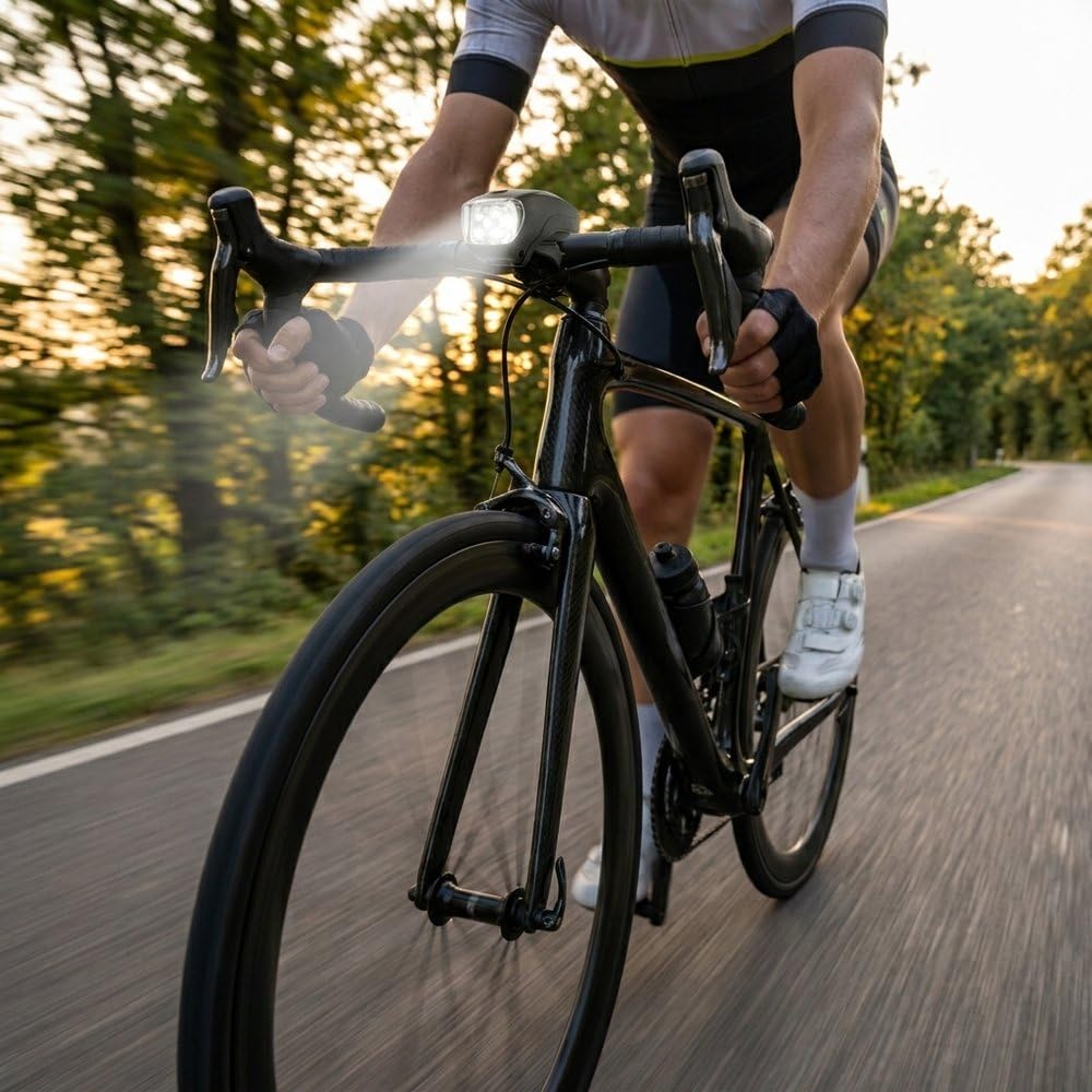 On Bike Fanale Anteriore Con 5 LED Bianchi | Luce Bici Alta Luminosità Con 2 Modalità Fisso E Lampeggiante | Attacco Universale Al Telaio O Portapacchi Con Batterie Incluse