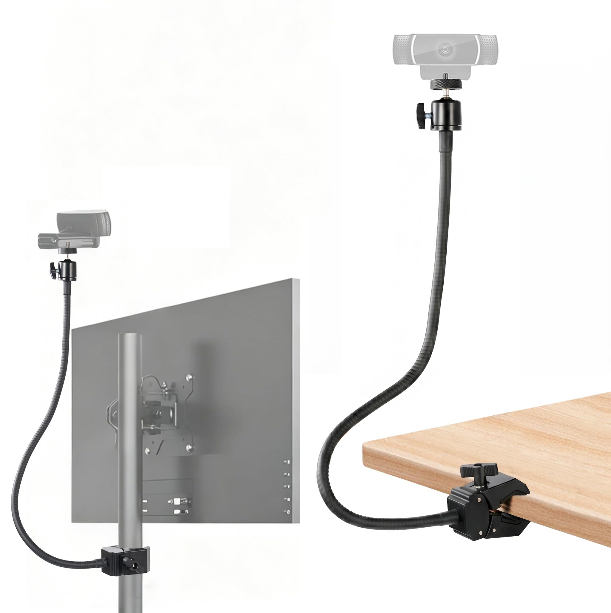 Webcam Stand Mount, Flexible Gooseneck Webcam Arm Stand with Desk Camera Mount Clip Clamp for Logitech C922 C930e C920S C920 C615 C960 C920x Brio 4K NexiGo N60 and More-picture-28
