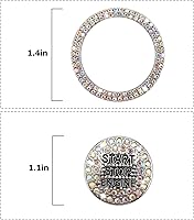 Vista 2 de BELOMI 2 piezas de anillos decorativos para botón de encendido y apagado del motor del automóvil, calcomanía protectora con botón de inicio