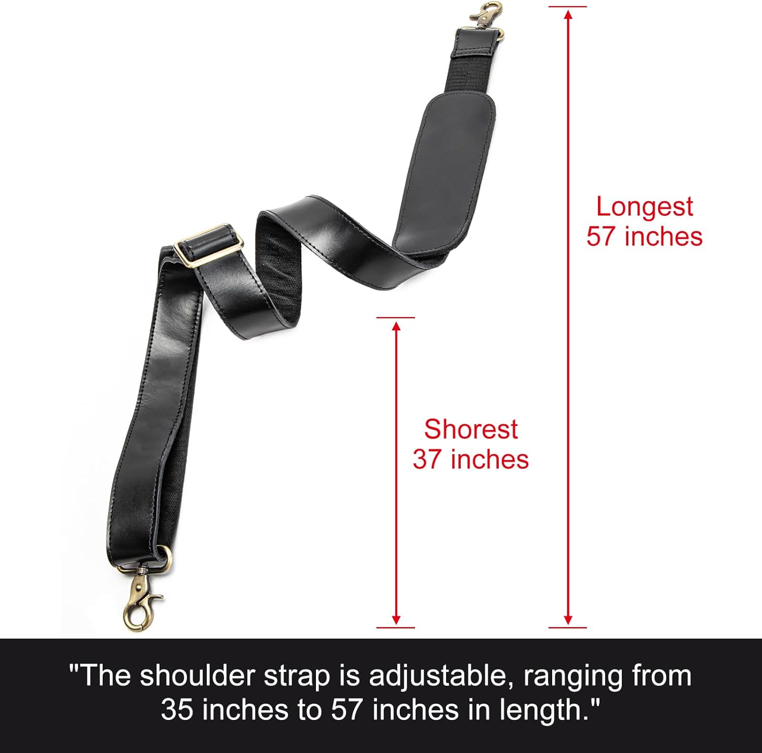 Full Grain Leather Bag Strap Replacement - Adjustable Shoulder Strap for Messenger Briefcase Duffle Crossbody Bags - Image 5