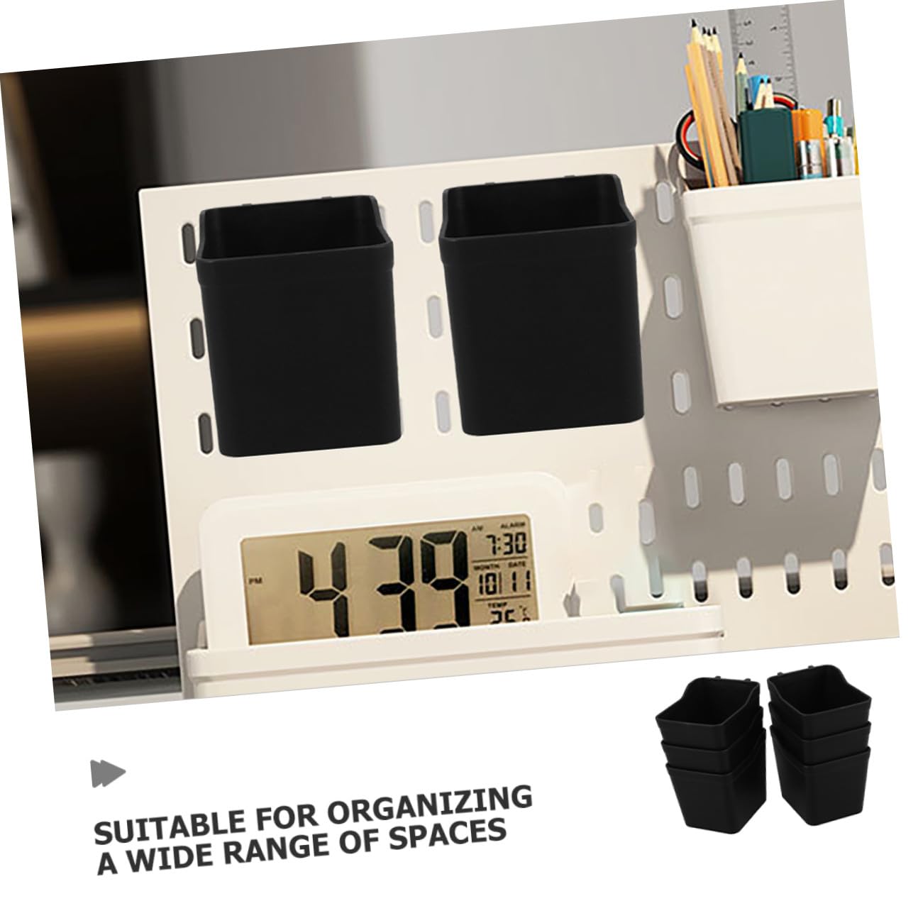 VILLCASE Set 8 Pezzi Contenitori Organizzatori Nero in Abs per Pannelli Forati Ganci Multifunzione per Garage e Laboratorio Soluzioni di Stoccaggio Efficiente
