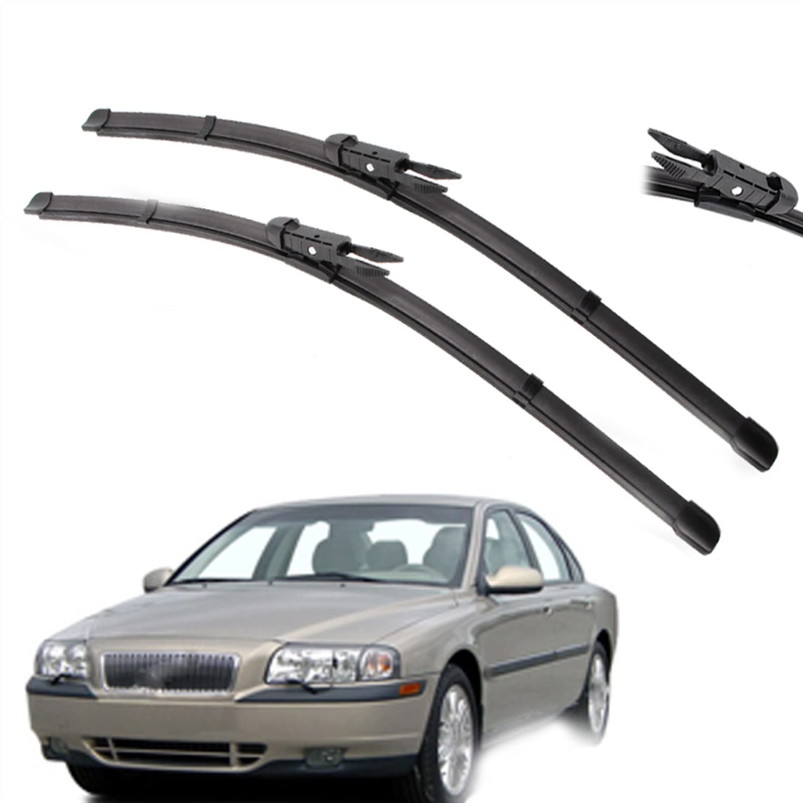 Balais d'essuie-glace avant Volvo S80 2004-2006 à essuyage silencieux sans traces 24"+22"